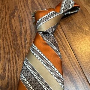 Vintage Orange and Tan Striped Men's Tie from McAlpin’s Department Store